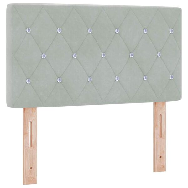 vidaXL Boxspringbett mit Matratze Hellgrau 80 x 200 cm Samt