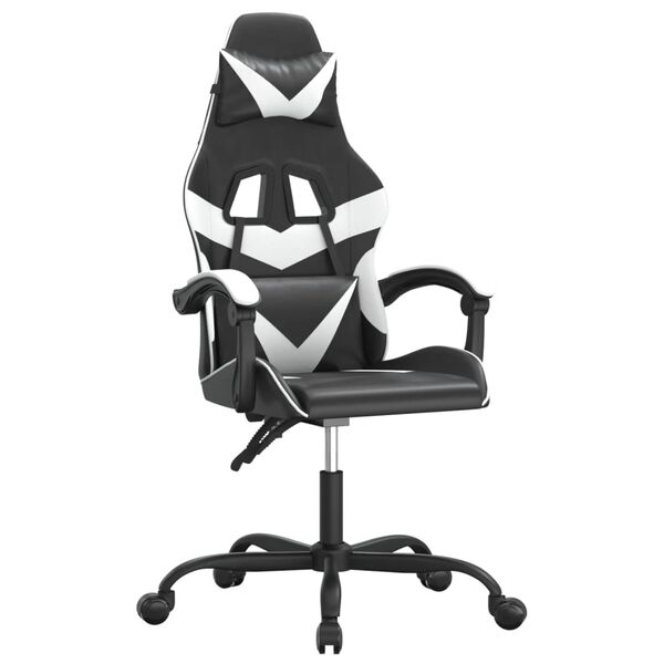 vidaXL Gaming-Stuhl Drehbar Schwarz und Wei&szlig; Kunstleder