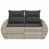 vidaXL Gartensofa mit Kissen 2-Sitzer Hellgrau Poly Rattan