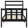 vidaXL Massivholzbett mit Kopfteil Schwarz 100x200 cm