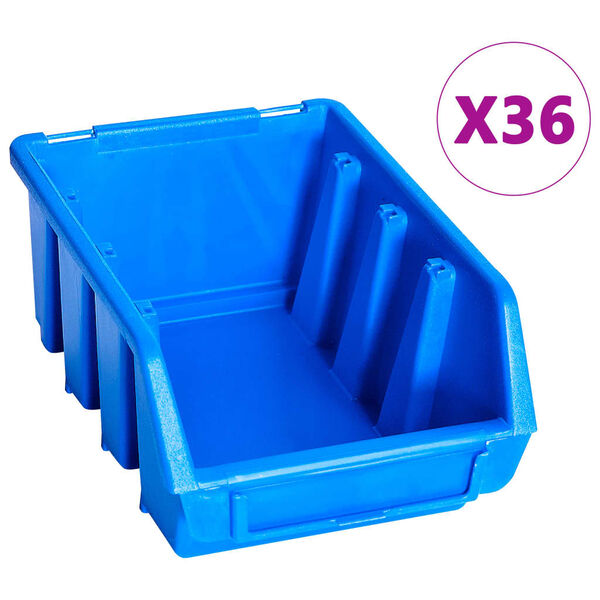 vidaXL 96-tlg. Behälter-Set für Kleinteile mit Wandplatten Blau