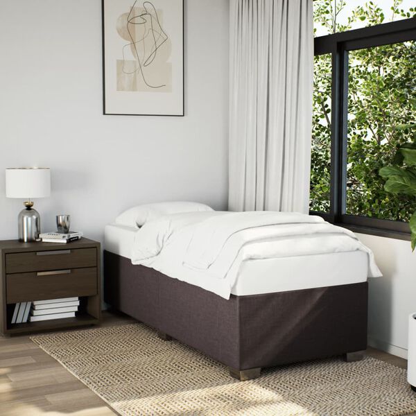 vidaXL Boxspringbett mit Matratze Dunkelbraun 90x190 cm Stoff