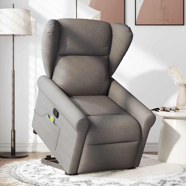 vidaXL Massagesessel mit Aufstehhilfe Taupe Stoff