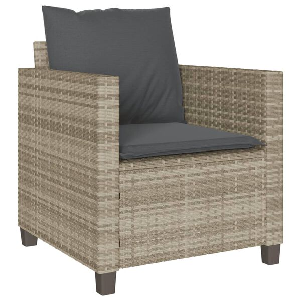 vidaXL 3-tlg. Bistro-Set mit Kissen Hellgrau Poly Rattan