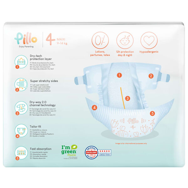 Pillo Windeln 152 Stk. Gr&ouml;&szlig;e 4 (9-14 kg)