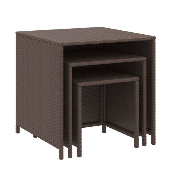 vidaXL Satztische 3 Stk. Braun Poly Rattan