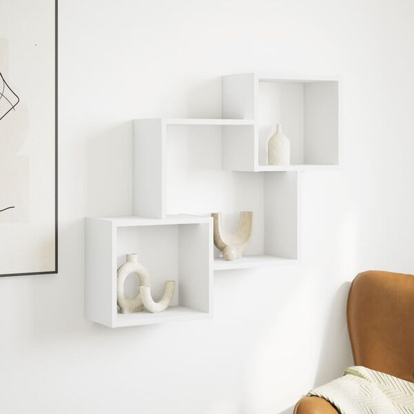 vidaXL Wandschrank 78x18x71 cm Wei&szlig; Holzwerkstoff