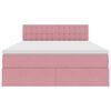 vidaXL Bett mit Stauraum und LED mit Matratze Rosa 140 x 200 cm Samt