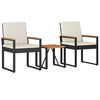 vidaXL Gartenm&ouml;bel Set 3 stk. Schwarz und Cremewei&szlig; Poly-Rattan