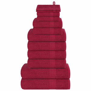 vidaXL 12-tlg. Handtuch-Set FROGN Bordeaux 360 g/m&sup2;