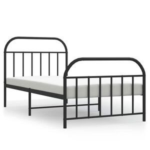 vidaXL Bettgestell mit Kopf- und Fu&szlig;teil Metall Schwarz 100x200 cm