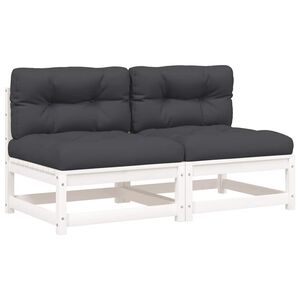 vidaXL Gartensofas ohne Armlehnen mit Kissen 2 Stk. Wei&szlig; Kiefernholz