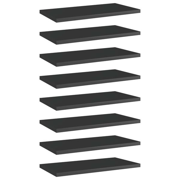 vidaXL B&uuml;cherregal-Bretter 8 Stk. Hochglanz-Schwarz 40x20x1,5 cm
