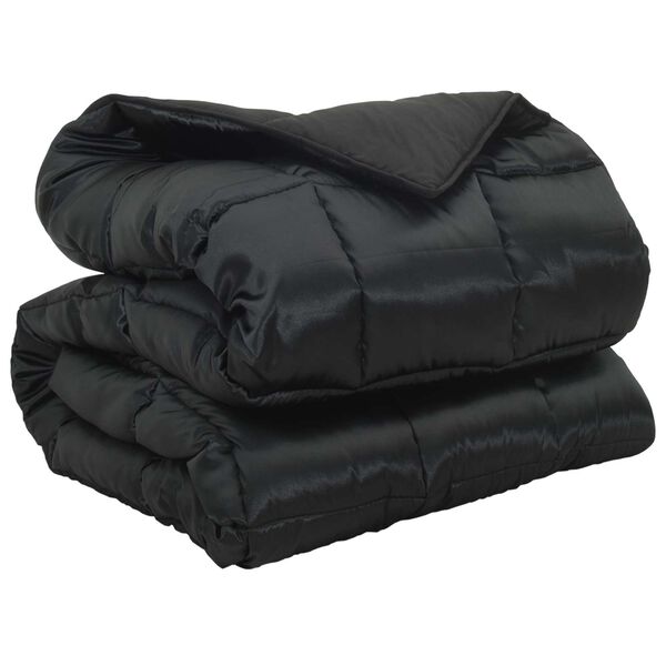 vidaXL Winterbettdecke Schwarz 220 x 240 cm Satin und Mikrofaser