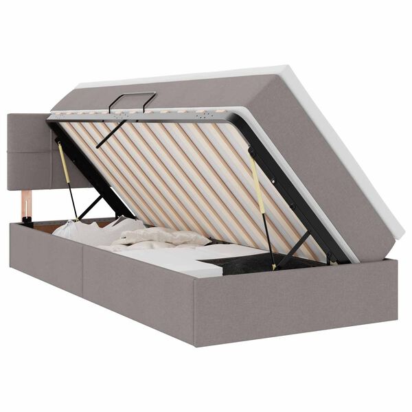vidaXL Aufbewahrungsbett mit Matratze Taupe 90 x 200 cm Holzwerkstoff