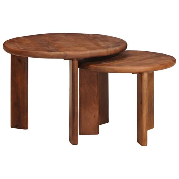 vidaXL Nesting-Couchtische 2 pcs Honigbraun Massivholz Mango