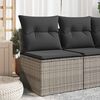 vidaXL Gartensofa ohne Armlehnen mit Kissen Grau Poly Rattan