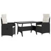 vidaXL Outdoortisch-Set 3 pcs Schwarz und Cremewei&szlig; Poly-Rattan