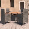 vidaXL 5-tlg. Garten-Essgruppe mit Auflagen Poly Rattan Grau