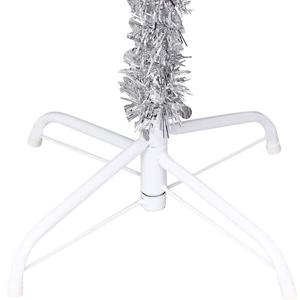 vidaXL K&uuml;nstlicher Weihnachtsbaum Beleuchtung & Kugeln Silber 120 cm