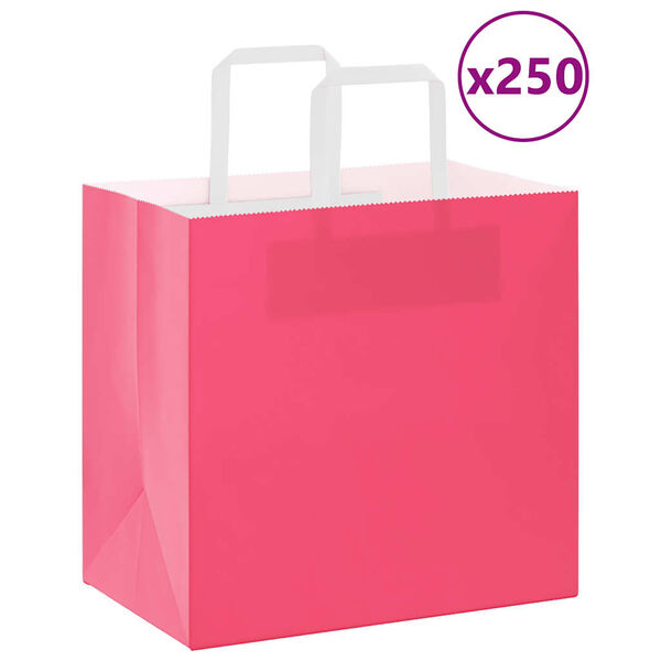 vidaXL Papiertragetaschen 250 Stk. mit Henkeln Rosa 26x17x25 cm