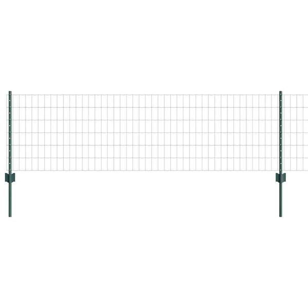 vidaXL Zaun mit Pfosten Gr&uuml;n 0,6 x 50 m Stahl und PVC