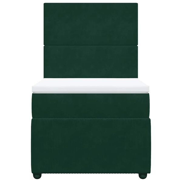 vidaXL Boxspringbett mit Matratze Dunkelgr&uuml;n 100x200 cm Samt