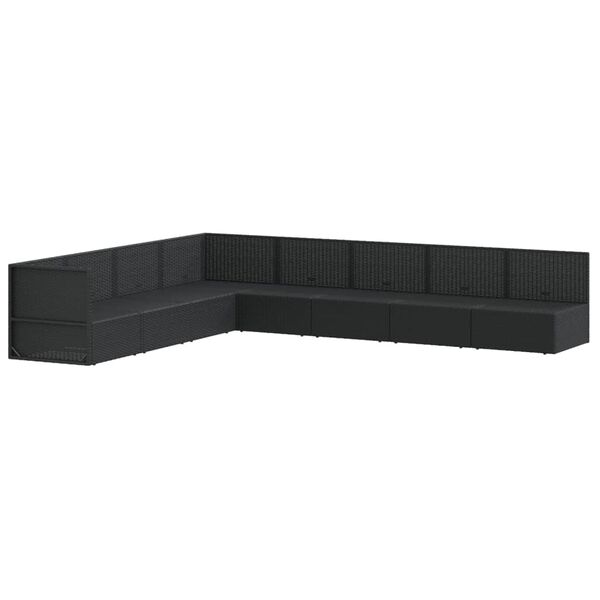 vidaXL 8-tlg. Garten-Lounge-Set mit Kissen Schwarz Poly Rattan