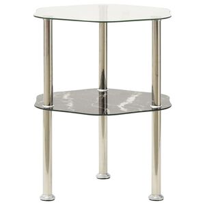 vidaXL Beistelltisch mit 2 Ablagen Transparent 38x38x50 cm Hartglas