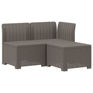 vidaXL 3-Sitzer Garten Sofa Rattan Look 3-Sitzer PP Hellgrau