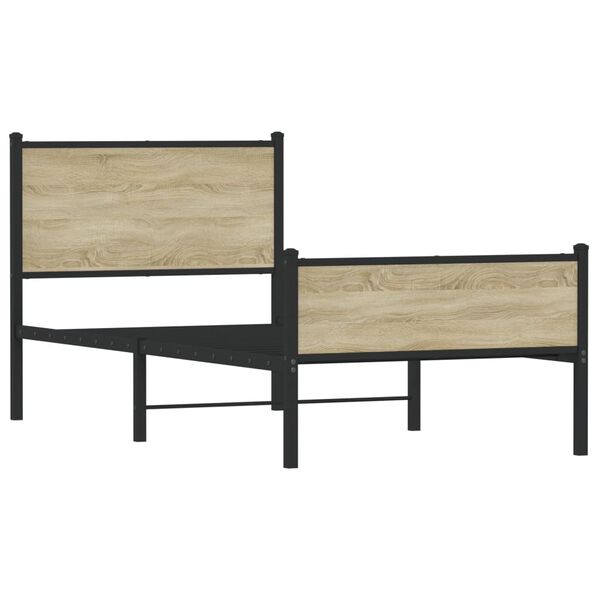 vidaXL Metallbett ohne Matratze Sonoma-Eiche 80x200 cm