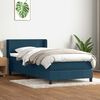 vidaXL Boxspringbett mit Matratze Dunkelblau 90x220 cm Samt