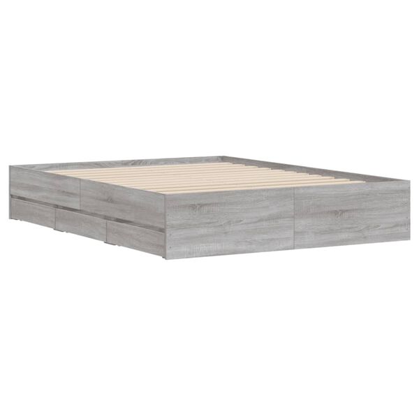 vidaXL Bettgestell mit Schubladen Grau Sonoma 150x200 cm Holzwerkstoff