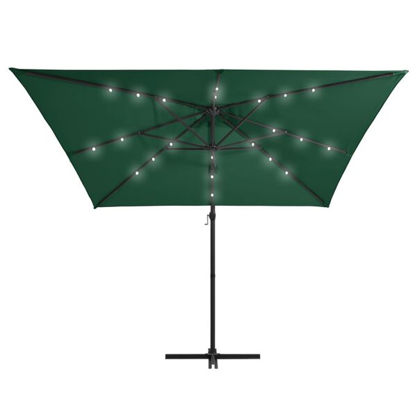vidaXL Ampelschirm mit LED-Beleuchtung Stahl-Mast 250x250 cm Gr&uuml;n
