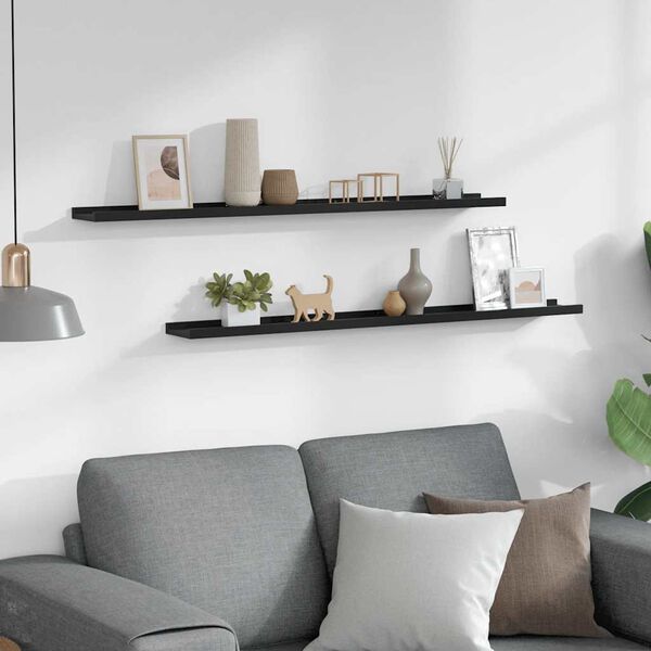 vidaXL Wandregale 2 Stk. Schwarz 100x9x3 cm