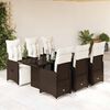 vidaXL 7-tlg. Garten-Bistro-Set mit Kissen Braun Poly Rattan