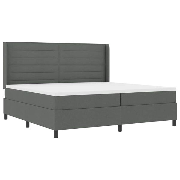 vidaXL LED Boxspringbett mit Matratze Dunkelgrau 200 x 200 cm Stoff