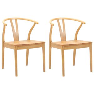 vidaXL Esszimmerstuhl 2 pcs Natur Massives Gummiholz