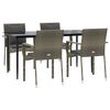 vidaXL 5-tlg. Garten-Essgruppe mit Kissen Schwarz und Grau Poly Rattan