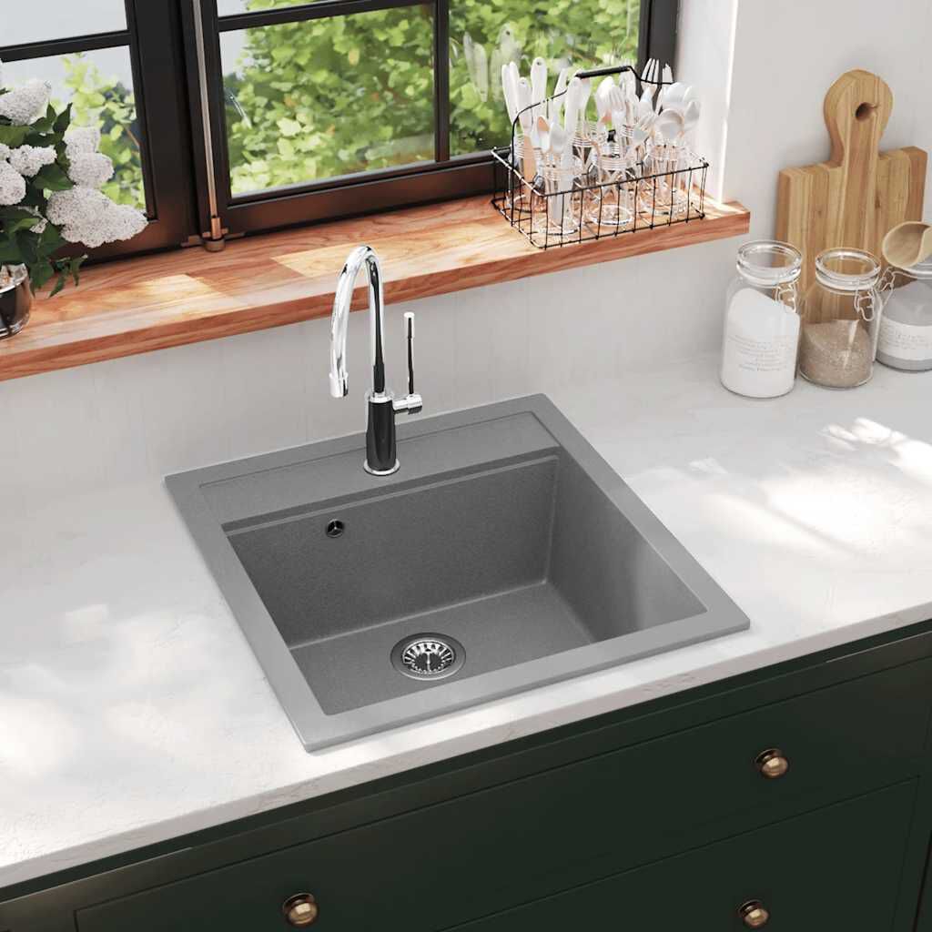 Donsdey Granit-Küchenspüle 83 Cm – Weiß, Unterbau, Einzelbecken, Aus Granit-Quarz-Verbund, Kratzfest & Pflegeleicht
