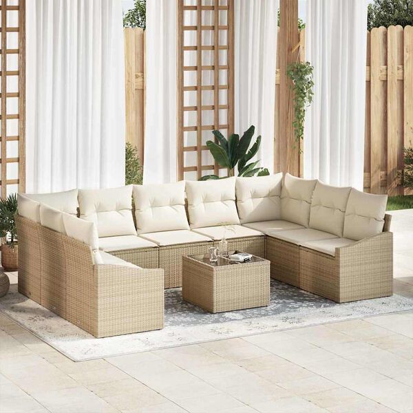 vidaXL Garten-Sofa-Set 10 pcs Beige Poly Rattan