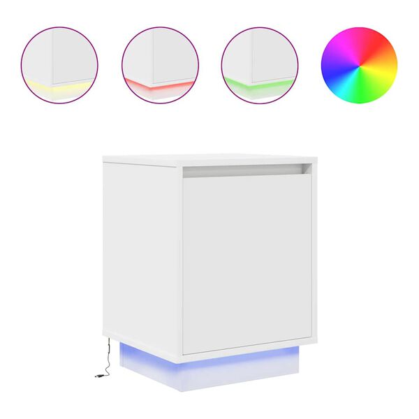 vidaXL Nachttisch mit LED-Leuchten Wei&szlig; 38x34x50 cm