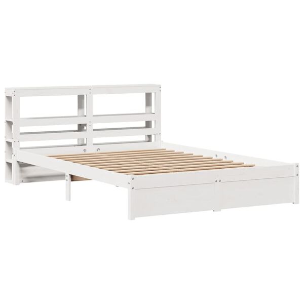 vidaXL Bettgestell mit Kopfteil ohne Matratze Wei&szlig; 140x190 cm