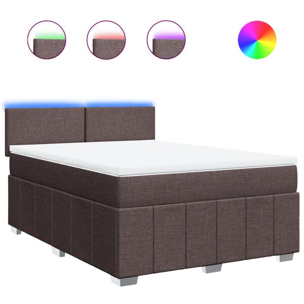 vidaXL Boxspringbett mit Matratze Dunkelbraun 140x200 cm Stoff