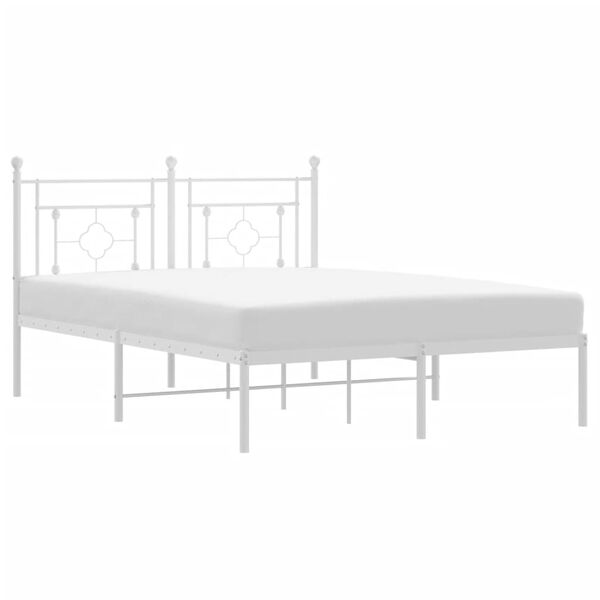 vidaXL Bettgestell mit Kopfteil Metall Wei&szlig; 140x200 cm
