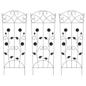 vidaXL Gartenzaun 3 stk. Schwarz 110,5 x 42,5 cm Stahl