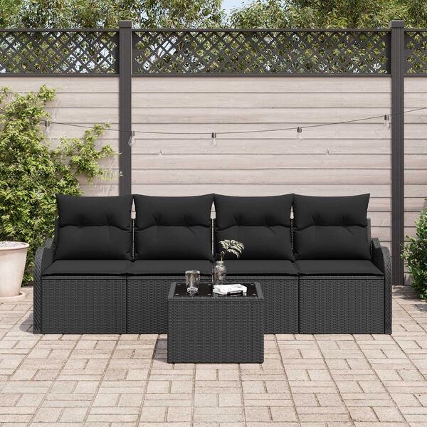 vidaXL Gartensofa-set Schwarz Poly-Rattan
