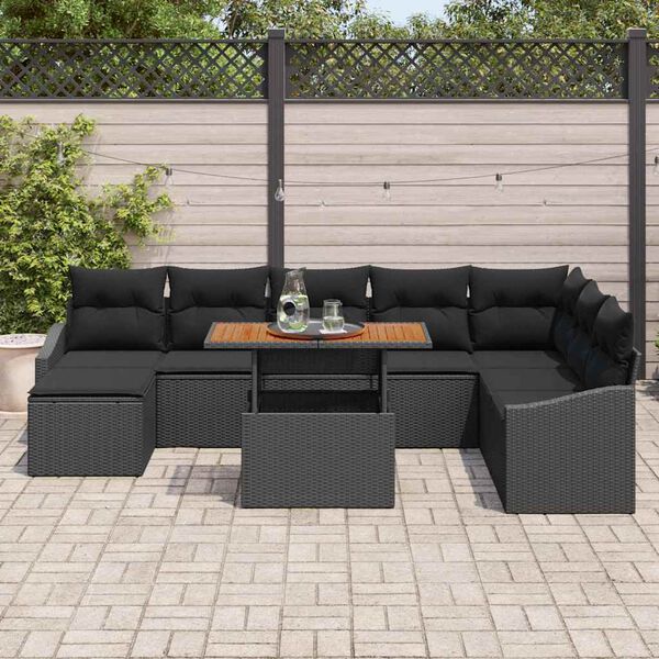 vidaXL Garten Essgruppe mit Kissen 9 pcs Schwarz und Braun
