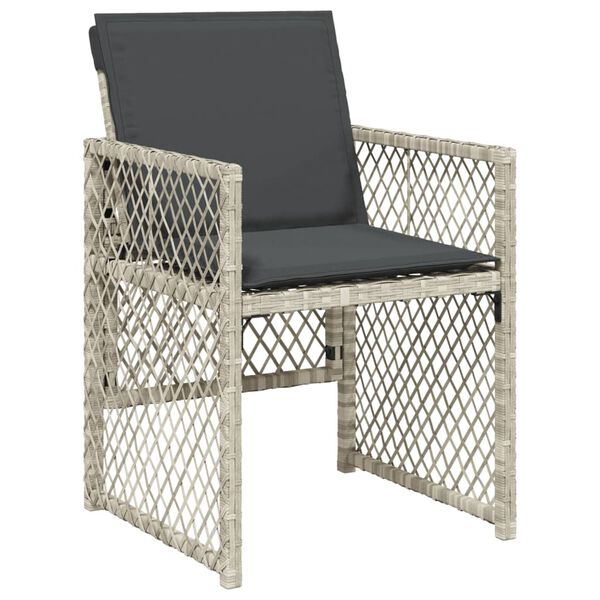 vidaXL 15-tlg. Garten-Essgruppe mit Kissen Hellgrau Poly Rattan