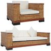 vidaXL 2-tlg. Sofagarnitur mit Auflagen Braun Natur Rattan